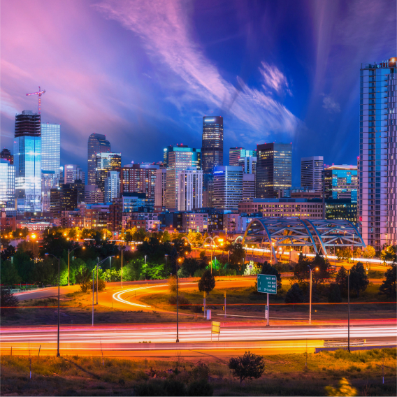 Downtown Denver Skyline at dusk